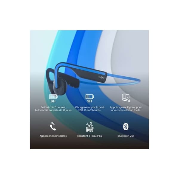 Knogleledningshovedtelefoner - Shokz - Openmove - Bluetooth - Trådløs - Elevation Blue