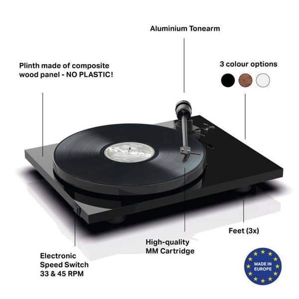 Pro-Ject Pladespiller E1 AT3600L Plug & Play Sort - Anti-resonans Design