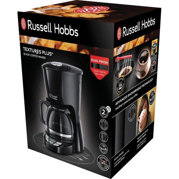 Kaffemaskine - RUSSELL HOBBS - Textures Plus - 1,25 L - 10 kopper - Sort