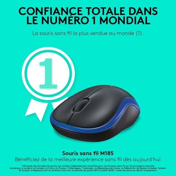Mus - Trådlös - Logitech - M185 - Blå - Ambidextrous