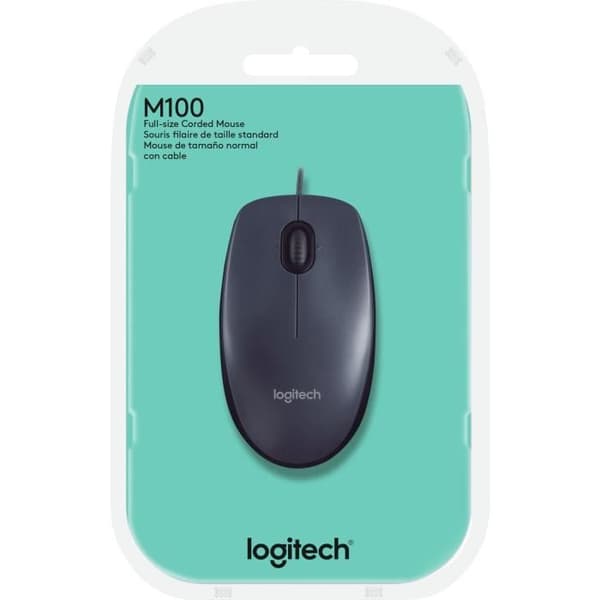Kablemus - LOGITECH - M100 - 1000 DPI - Ergonomisk Design - Sort