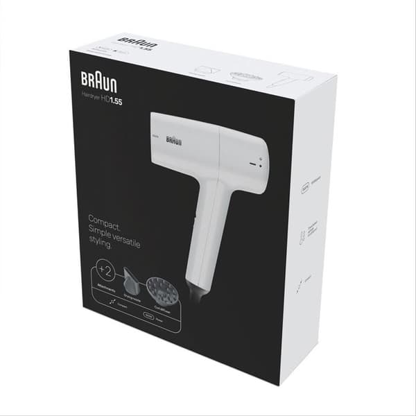 Hårfön - BRAUN - BRHD155E - 1800W - 2 temperaturer, 2 hastigheter - Concentrator & diffusor