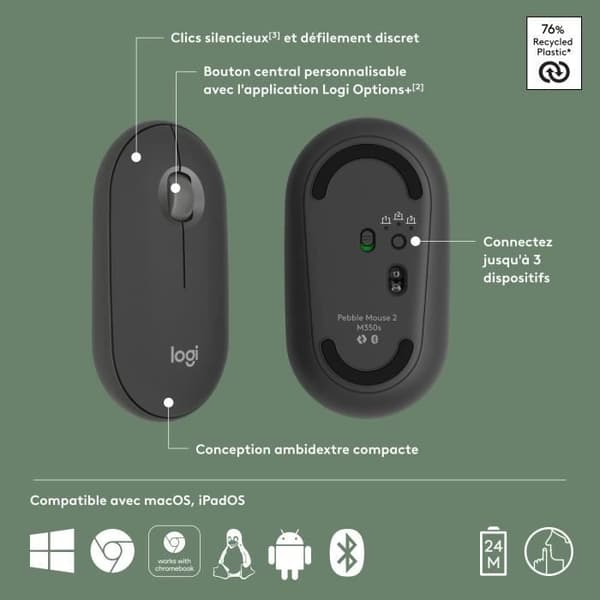 Mus - Trådløs - Logitech - Pebble Mouse 2 M350s - Grafit