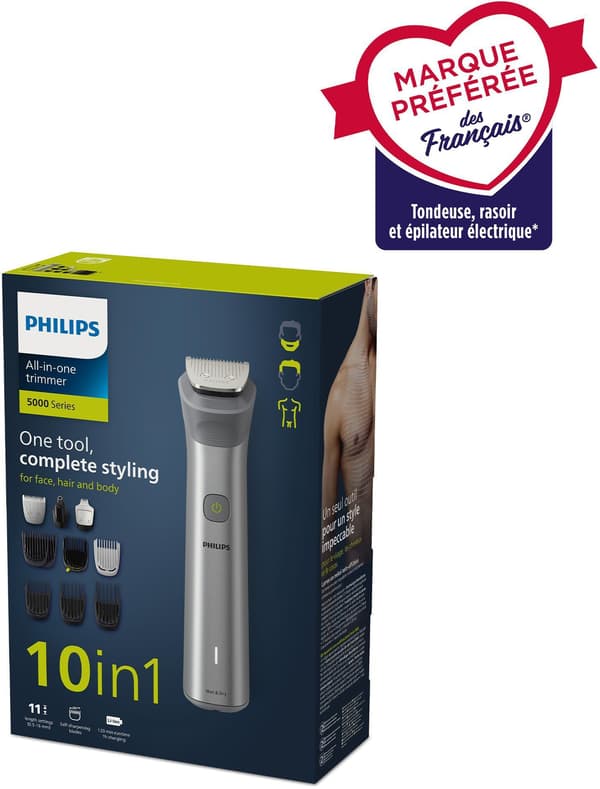 Hårklipper - PHILIPS - MG5920/15 - Trådløs - Rustfrit stål - 10 tilbehør inkluderet