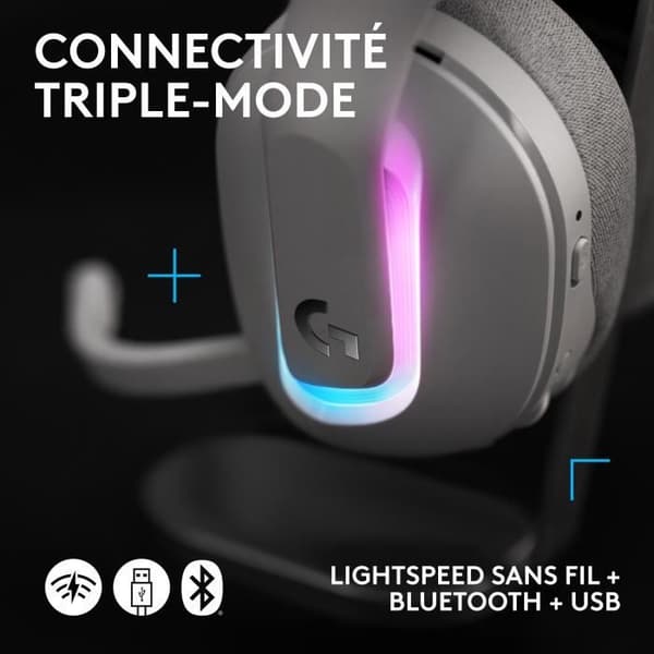 Gaming headset - trådlös - Logitech G - G522 - Lightspeed - Vit