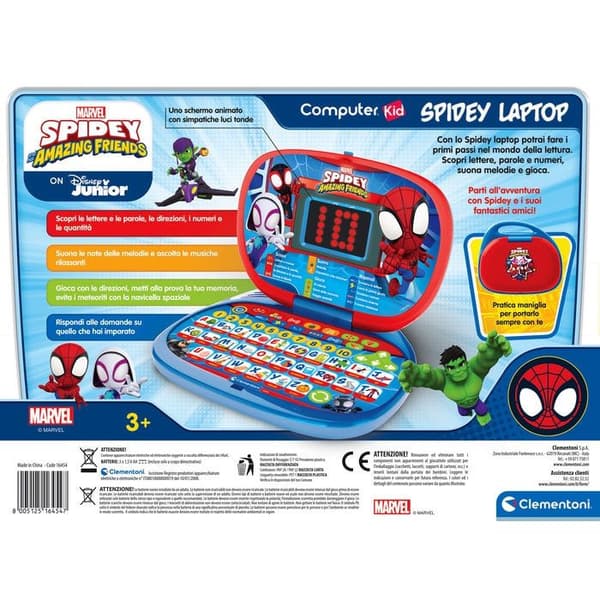 Børnecomputer - Clementoni - Spiderman Computer Kid - Elektronisk læring - 13 aktiviteter - 3 år og derover
