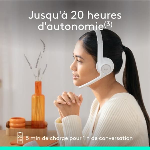 Hörlurar - Trådlösa - Logitech - Zone 300 - Bluetooth - Störningsskydd - Vit