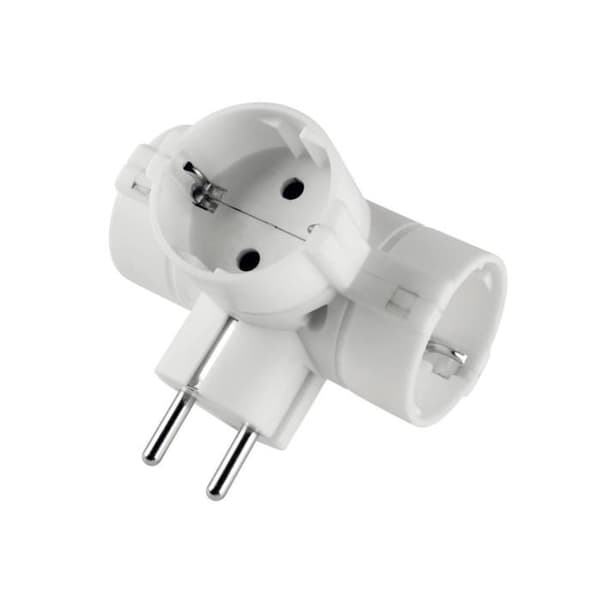 Triple adapter - POLY POOL - PP2350 - 3 stik - Schuko - Hvid