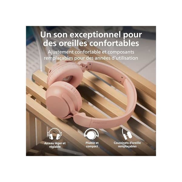 Over-ear headset - PHILIPS - Trådløs - 70 timers batterilevetid - Bluetooth 6.0 multipoint - Dynamisk bas