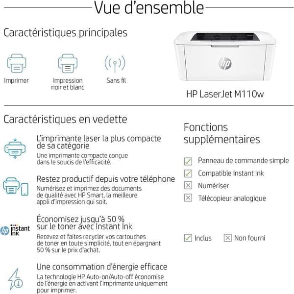 HP LaserJet M110w sort/hvid laser-enkeltfunktionsprinter