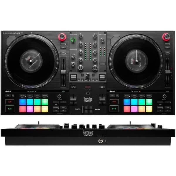 HERCULES DJCONTROL INPULSE T7 - Sort motoriseret DJ-controller med to dæk