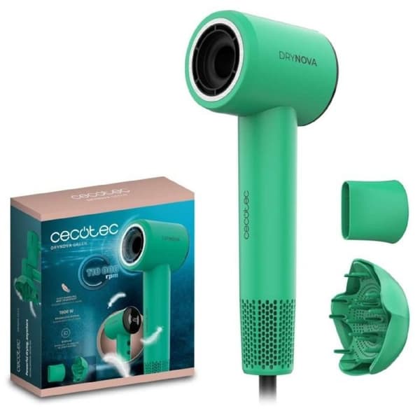 Hårtørrer - CECOTEC - DryNova Green - 1600W - Børsteløs Motor - Diffuser og Koncentrator