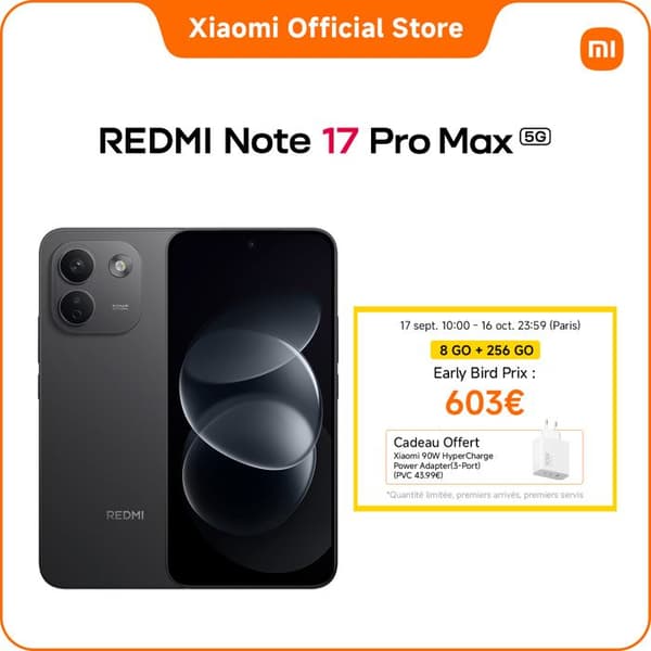 Smartphone - XIAOMI - Redmi Note 17 Pro Max 5G - 8GB RAM - 256GB - Sort