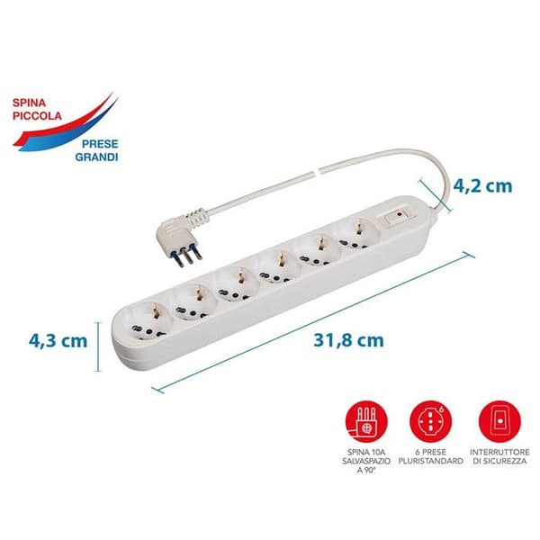 Polypool Poly Pool pp2515.2 med flere Multisize med 6 stik 1,5m kabel og sikkerhedskontakt, sort -