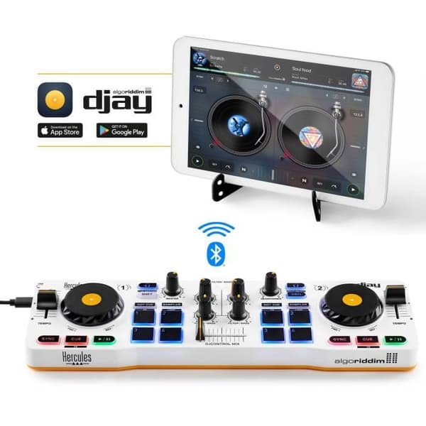 HERCULES DJ CONTROL MIX - Bluetooth DJ-kontroller för smartphone (iOS och Android) - App djay - 2 kanaler
