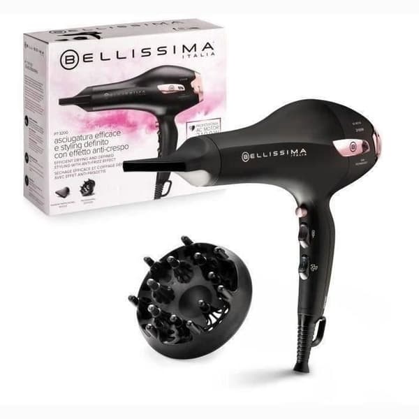 Hårtørrer - Bellissima - Professional Ionic Lightweight P7 3000 - Koncentrator + Diffuser - 3 hurtigtørrende temperaturer - 2100W