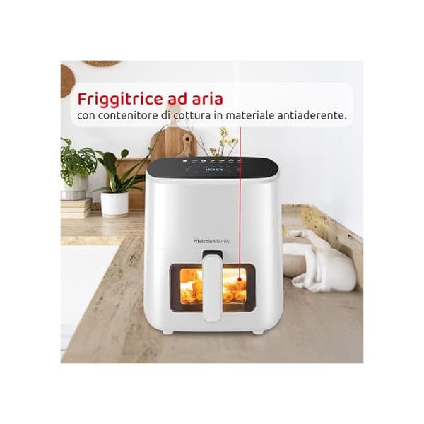Melchioni Luftfritös Marianna Ny 5L 1500W Touchdisplay 7 Program Timer 60 min 80°-200°C Vit