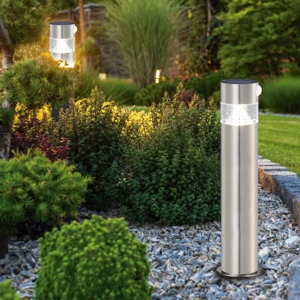 Solcellelampe - Solcellemarkør - 150 Lumen - Bevægelsessensor - Grå Metal