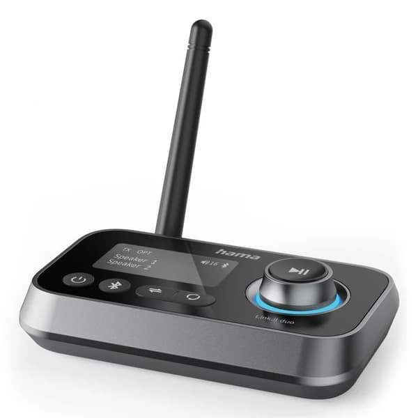 Hama Link.it Duo Bluetooth Transmitter Modtager til Stereo TV Audio Video Screen, Multipoint Bluetooth Adapter til 2 kilder,