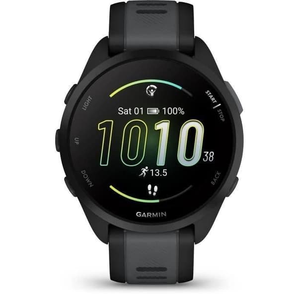Tilsluttet GPS-ur - GARMIN - Forerunner 165 - 1,2" - Sort med sort og grå rem