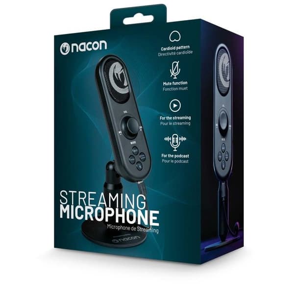 Microfon USB - NACON - Streaming PC - Kardiode - Geregulering af gain - Kompakt design