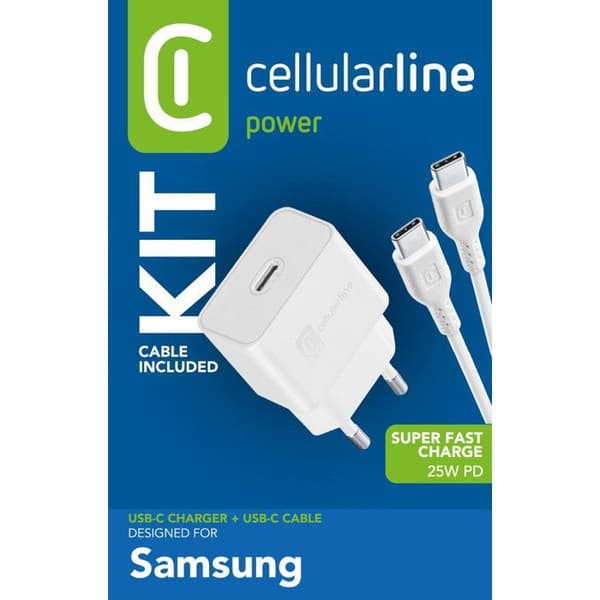 Batteriladdare Cellularline ACHSMKITC2CPD25WW Vit