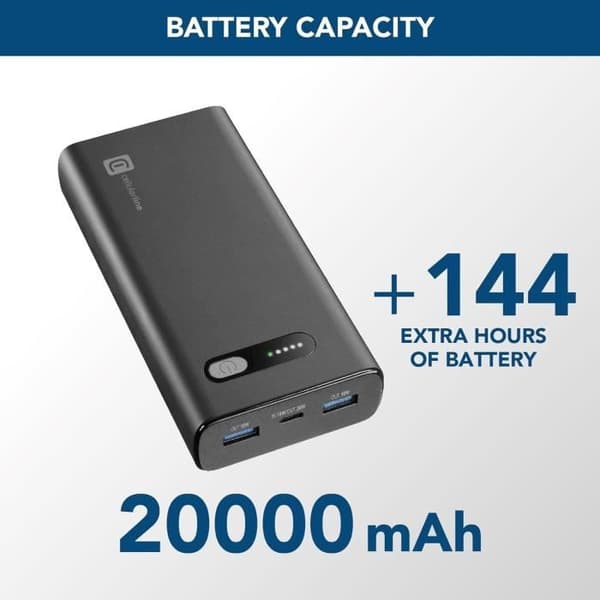 Bærbar Oplader - CELLULAR LINE - Hurtig PD 20000 - 20000 mAh - USB-C - Sort
