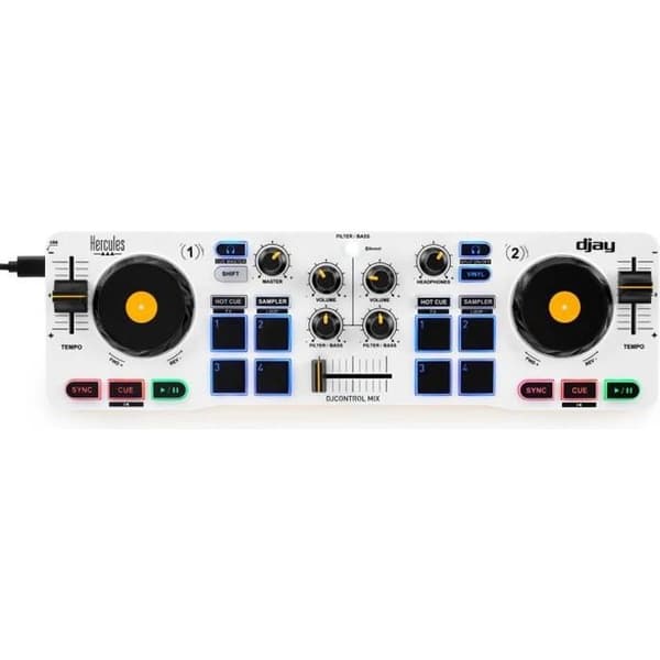 HERCULES DJ CONTROL MIX - Bluetooth DJ-controller til Smartphone (iOS og Android) - djay app - 2 kanaler