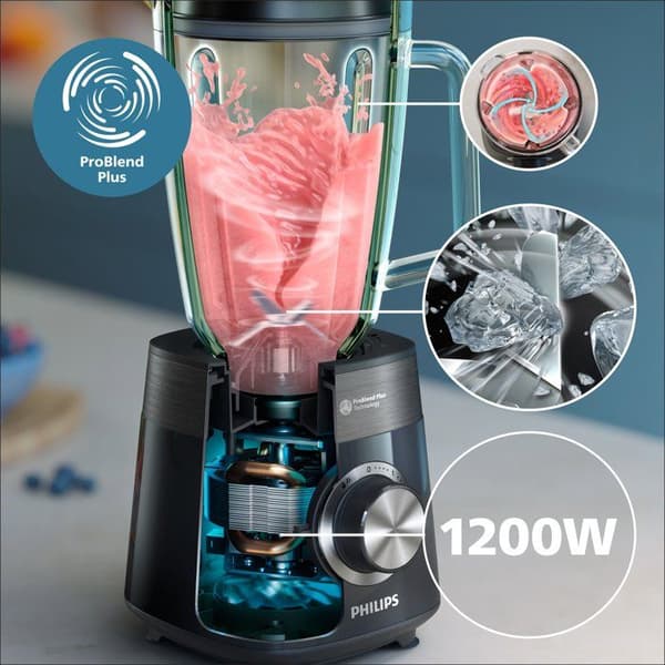 Blender-sekoitin - PHILIPS - HR3041/00 - Sarja 5000 pullolla - 1200W - 2L - Metalli