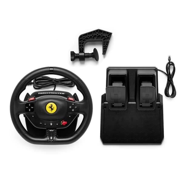 Volant + pedal - Thrustmaster - T98-P Ferrari 296 GTB - Uden lydsystem - USB kablet - Sort