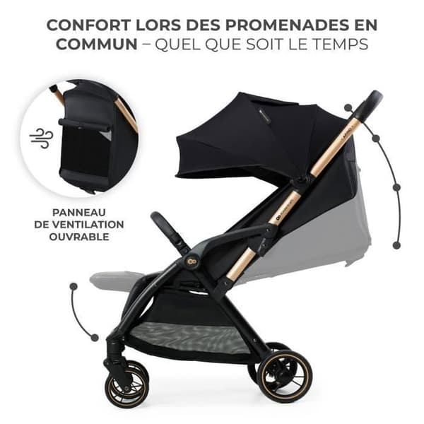 KINDERKRAFT - Klapvogn APINO - 4 hjul - Sort
