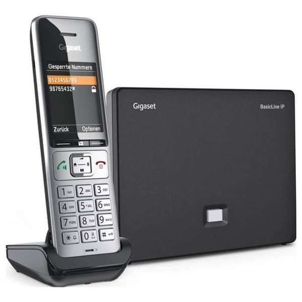 Gigaset BasicLine IP+COMFORT 500HX DECT, GAP, IP-DECT/GAP, VoIP Trådløs VoIP-telefon sort, sølv