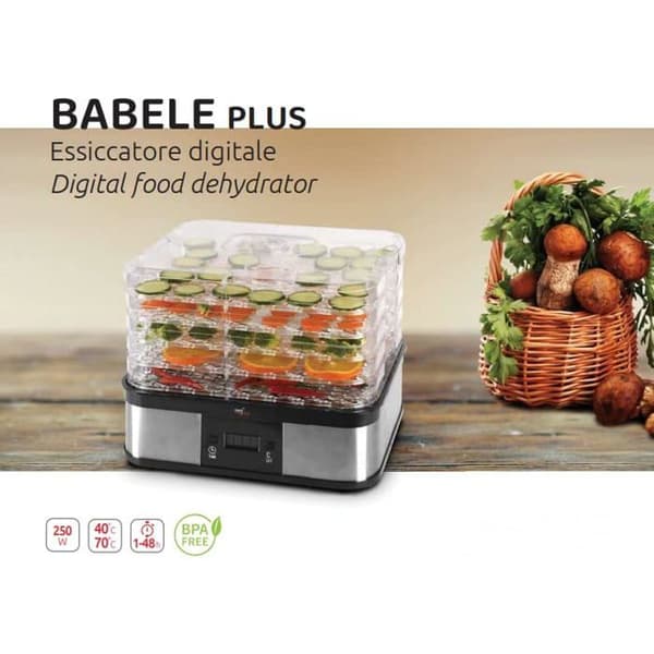 Maddehydrator - MELCHIONI - Babele Plus - 5 Stabelbare Hylder - 48 timers Timer - 40-70°C