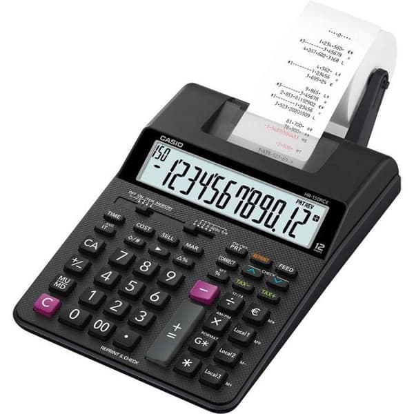 Printerberegner - CASIO - HR150 RCE - Sort - LCD-skærm - Batteridrevet
