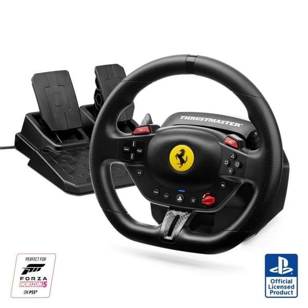 Volant + pedal - Thrustmaster - T98-P Ferrari 296 GTB - Uden lydsystem - USB kablet - Sort