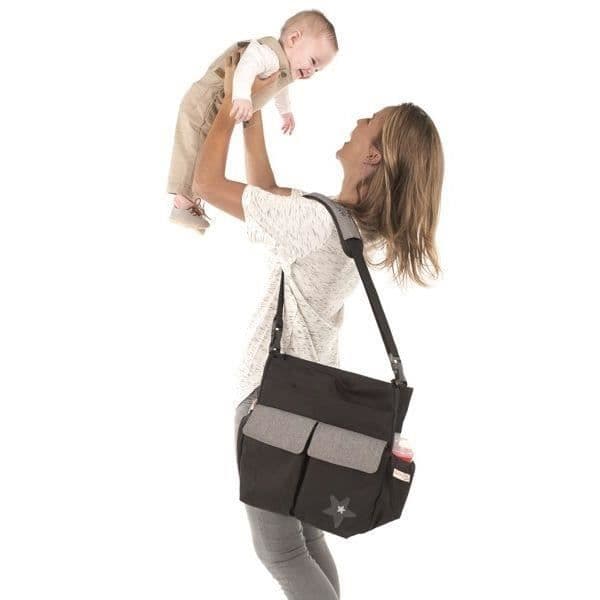 JANE Mama Bag Jet sort daglige pusletaske - Grå