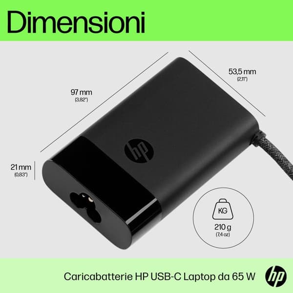 HP USB-C GaN 65 W Laptop Oplader - Sort