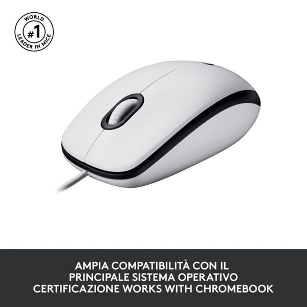 Mus - LOGITECH - M100 - Hvid - USB - Ambidextrous - 1000 DPI