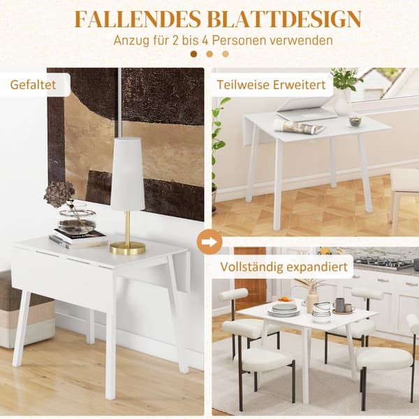 Fällbart matbord - Fällbart träbord | Färg: Vit | Mått: 110x86x75 cm