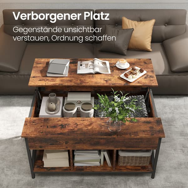 Højdejusterbart sofabord - brun-sort - spånplade og stål - 60 x 100 x (48-62) cm