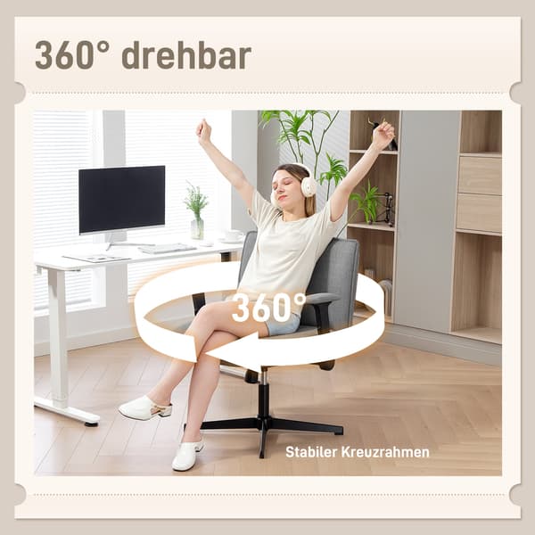 Kontorstol med foldbare armlæn | Farve: Grå | Mål: 76x70x85-97 cm