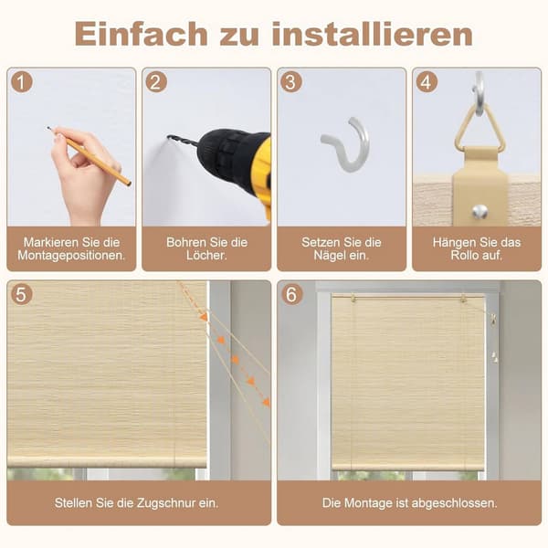 Bambu rullgardin med sidodrag | Naturen | 110x220 cm