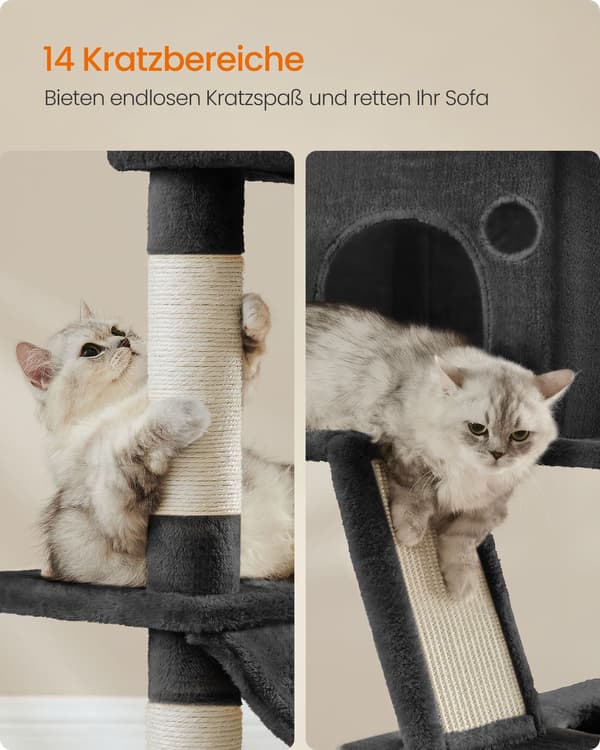Iso raapimispuu kissoille - monikerroksinen - mustemusta - 60 x 50 x 206 cm