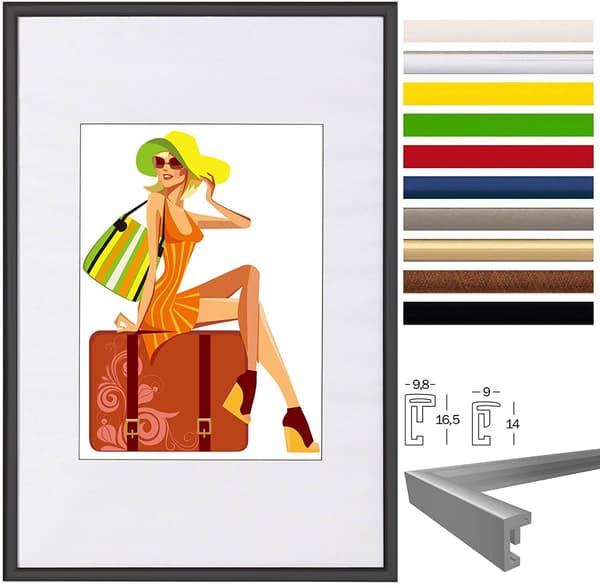 5-delt sæt plastfotorammer A4 | Sort | 21x29,7 cm