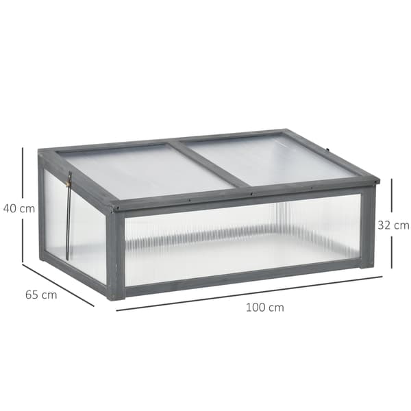 Minidrivhus til haven med gennemsigtige paneler | Farve: Grå | Mål: 65x100x40 cm