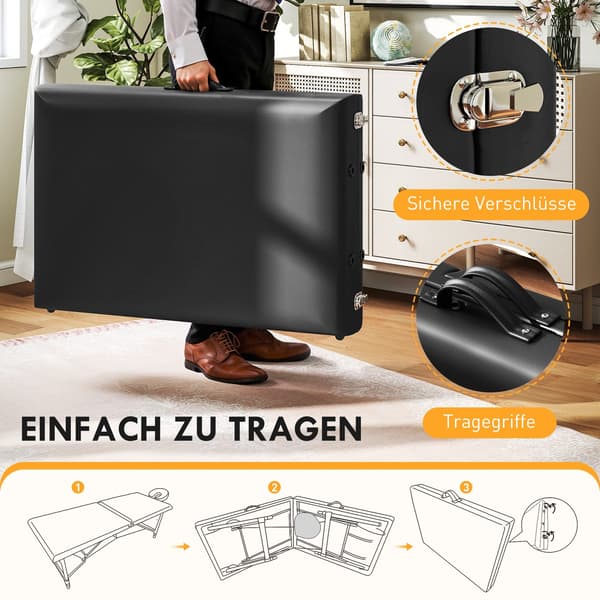 Justerbart sammenklappeligt massagebord | Farve: Sort, brun