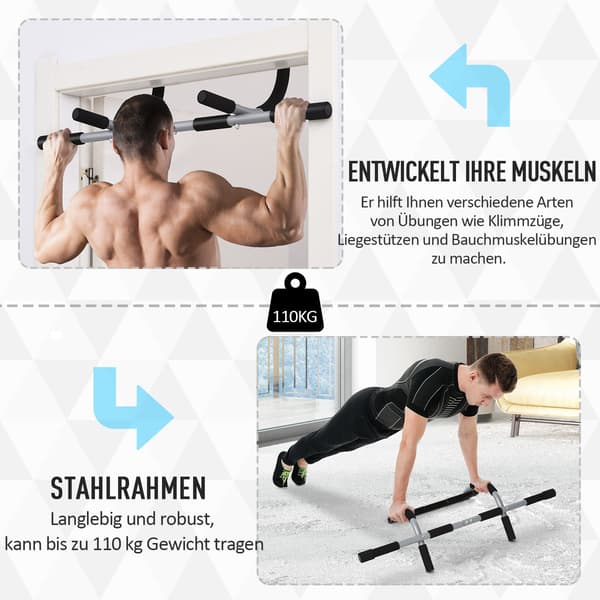 Pull-up bar træningsholder til pull-ups | Farve: Sort, grå | Mål: 40x92x17 cm