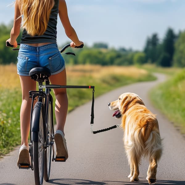 Cykel hundesnor - Elastisk reb, stålrør, 124 cm | Farve: Sort