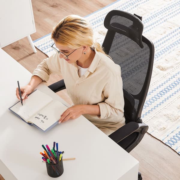 Ergonomisk kontorstol - sort - justerbar sædehøjde - stålstel
