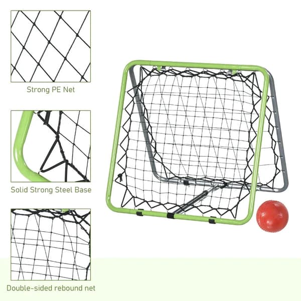 Rebounder net til boldtræning | Farve: Sølv/grøn/sort | Mål: 75x75x64 cm